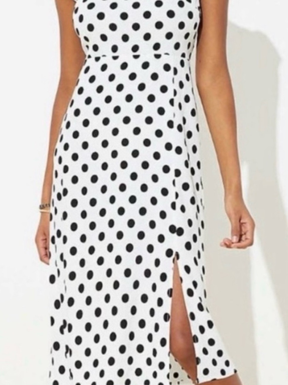 LOFT Polka Dot Midi Dress - White with Black Dots